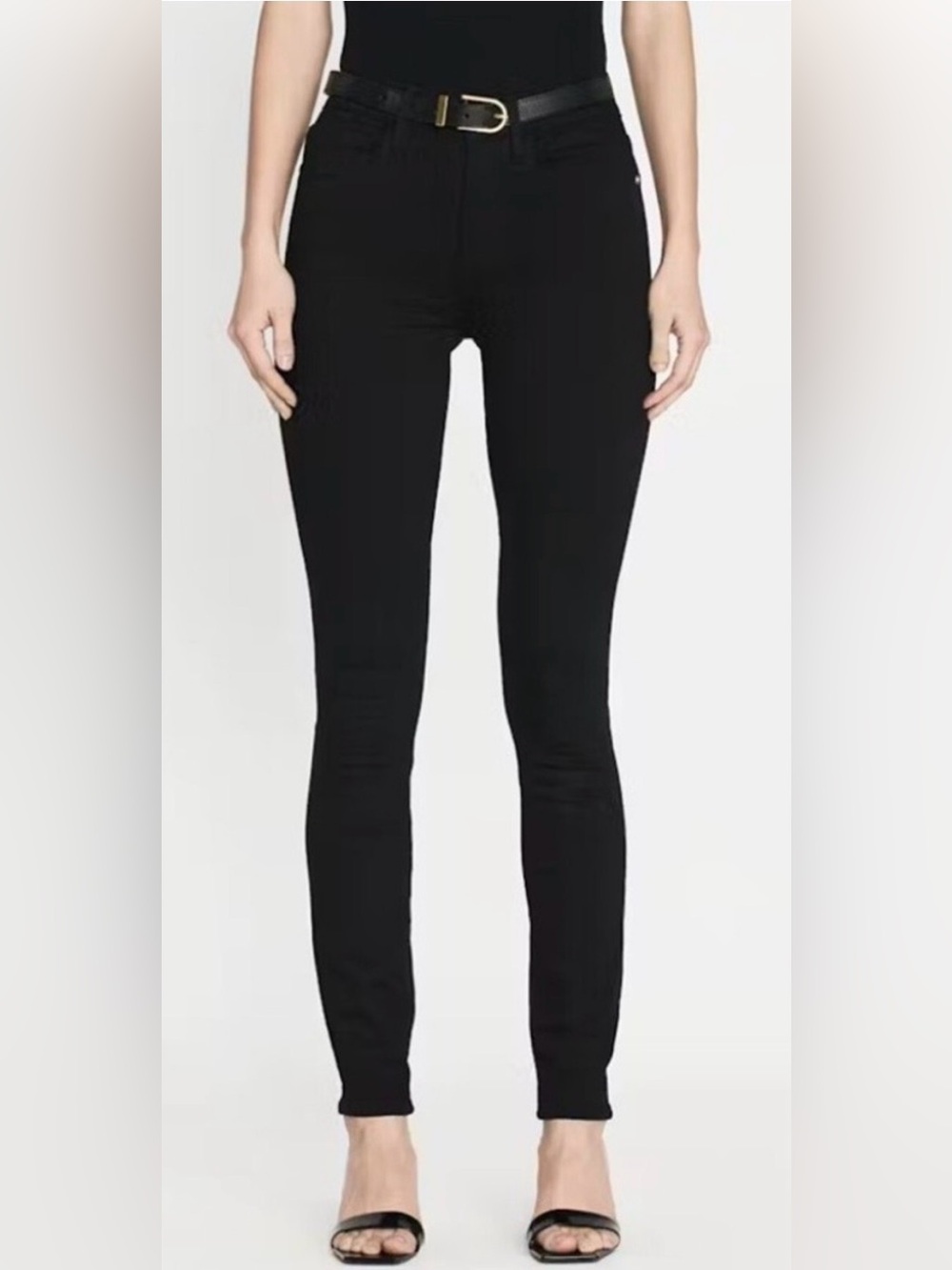 FRAME Denim Le Skinny High Rise Black Jeans in Film Noir Size 27